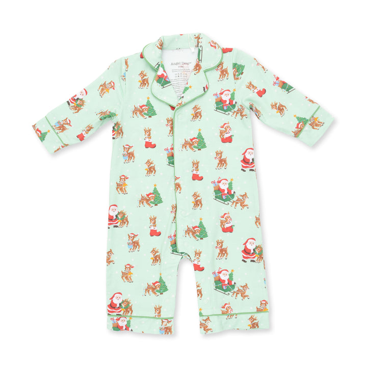 Angel Dear Vintage Reindeer & Santa Uni Long Sleeve Coat Style Romper - 1
