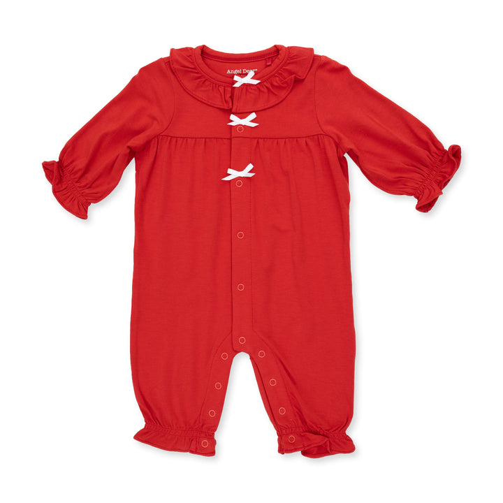 Angel Dear Ribbon Red Long Sleeve Ruffle Collar Romper - 1