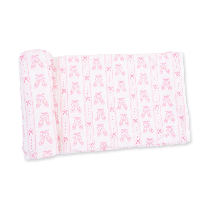 Angel Dear Ballet Shoes Ribbon Stripe Swaddle Blanket - 1