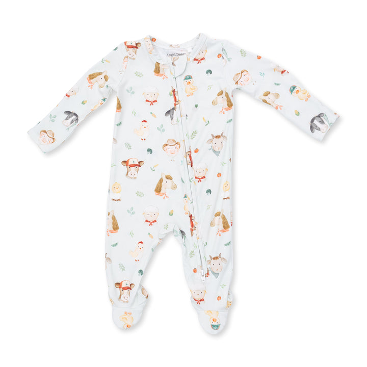 Angel Dear Baby Farm Faces 2 Way Zipper Footie - 1