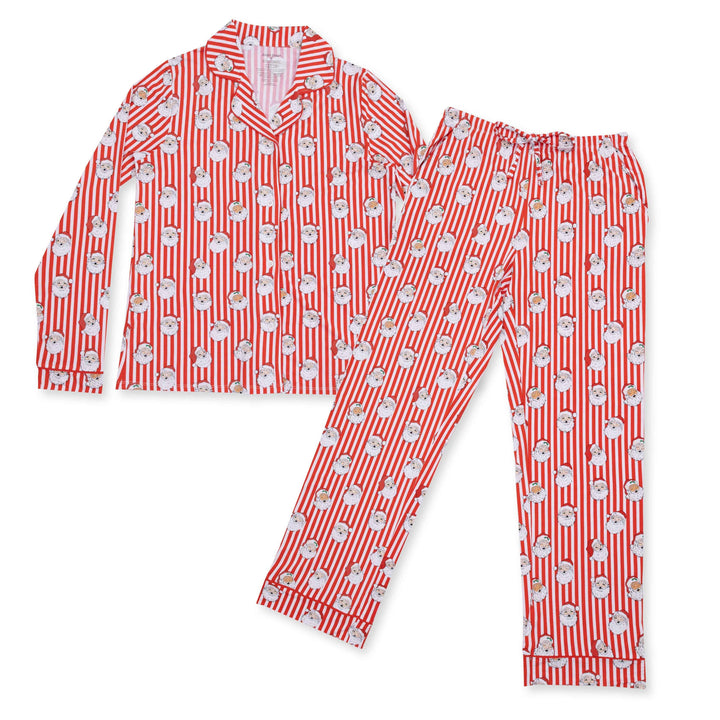 Angel Dear Vintage Santa Stripe Adult Long Sleeve Coat Style and Pant with Pockets