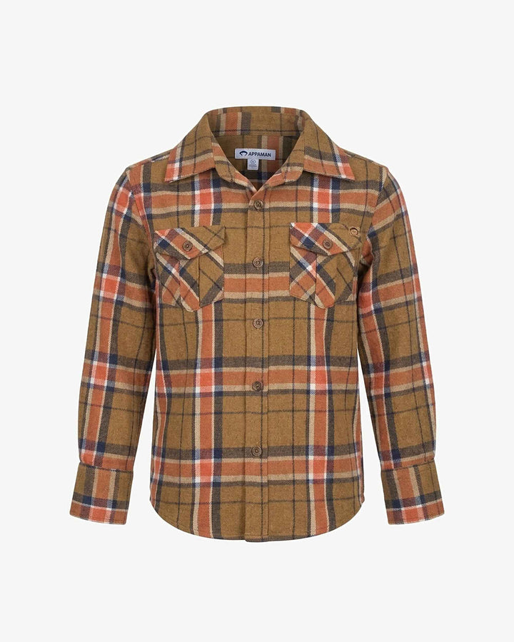 APP Tomato Olive Plaid Flannel Shirt