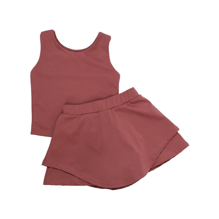 Be Girl Clothing Skort Set- Solid Brown - product view