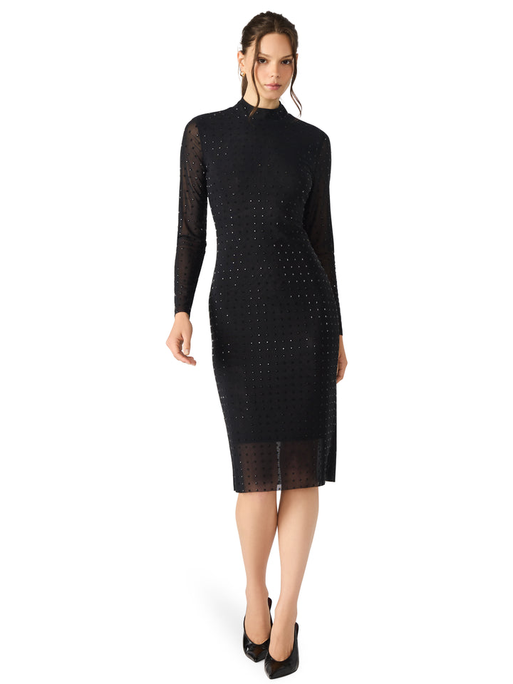 Kristi Mesh Midi Dress In Black