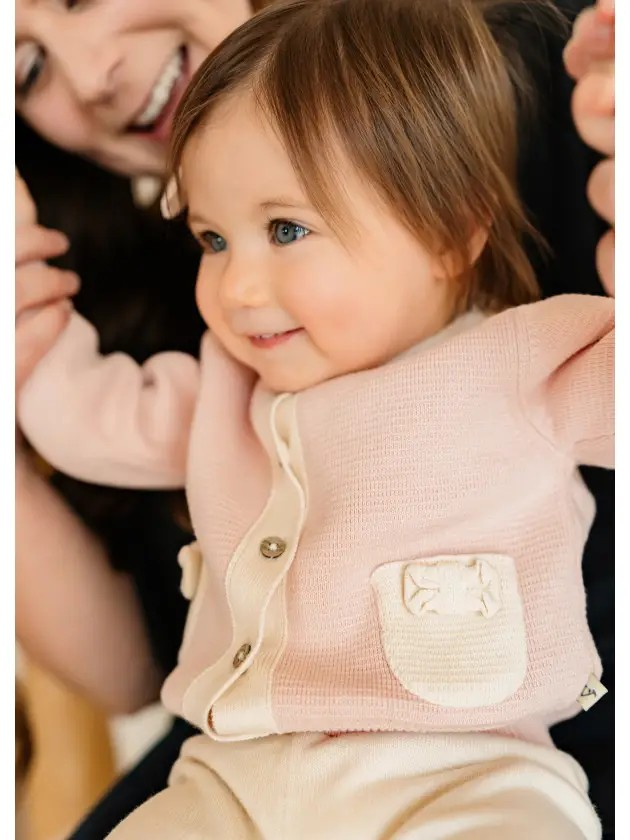 Pink Bow Pocket Sweater Cardigan