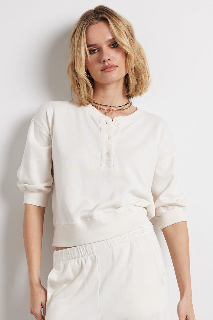 BOBI Bryn Boxy Henley in Pearl