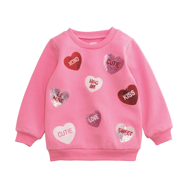 Sequins Heart Sweatshirt in Pink