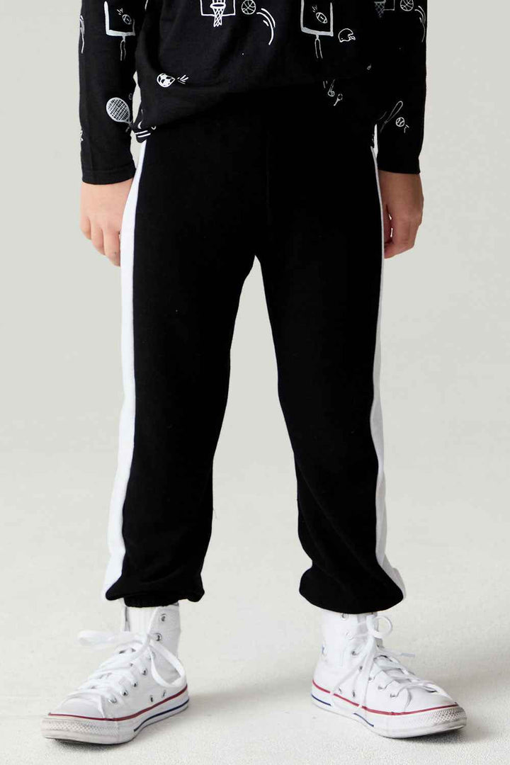 Chaser Kids Color Blocked Lounge Pants in True Black
