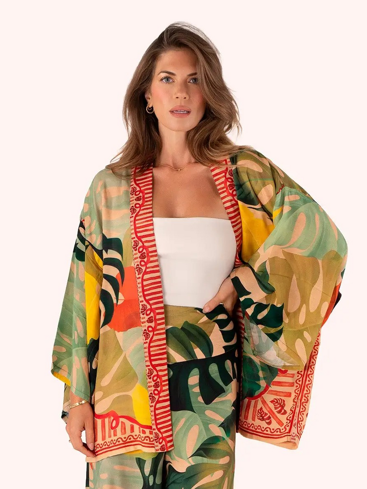 Kimono Short Jacket Exotic Leave
