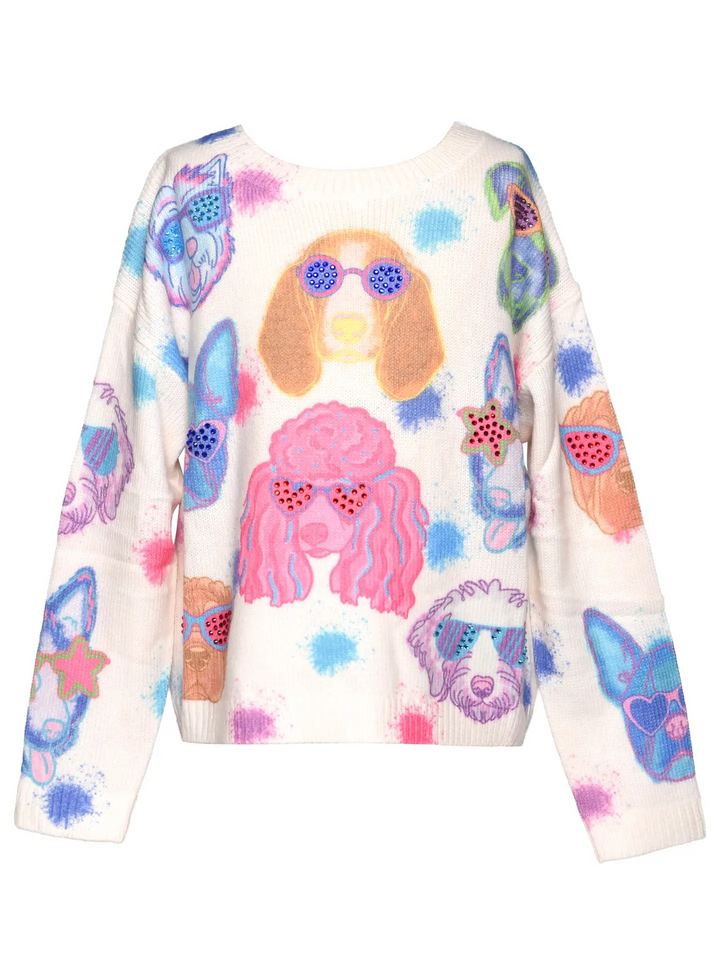 Dog Print Sparkle Sweater