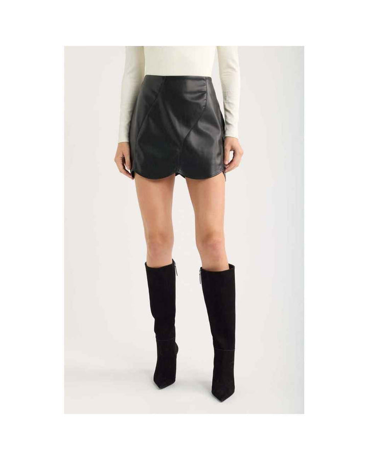 Deluc Aerosmith Vegan Leather Skirt in Black