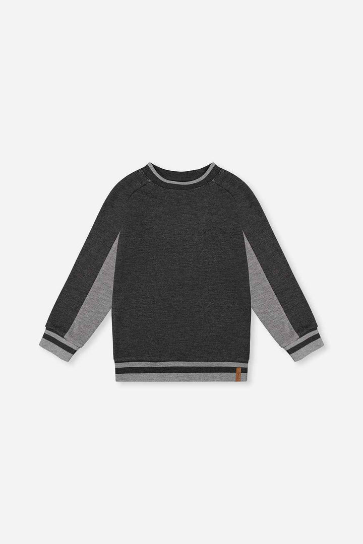 Deux Par Deux Soft Flat Back Rib Sweatshirt – Charcoal Mix