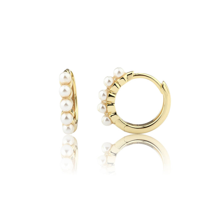 14k-Gold Plated Pearl Huggie Hoop Hypoallergenic Earrings