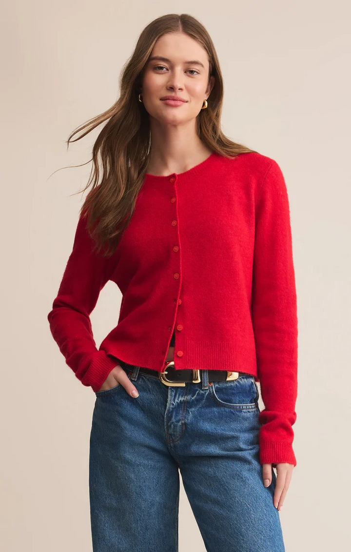 Medina Cozy Cardigan in Festive Red