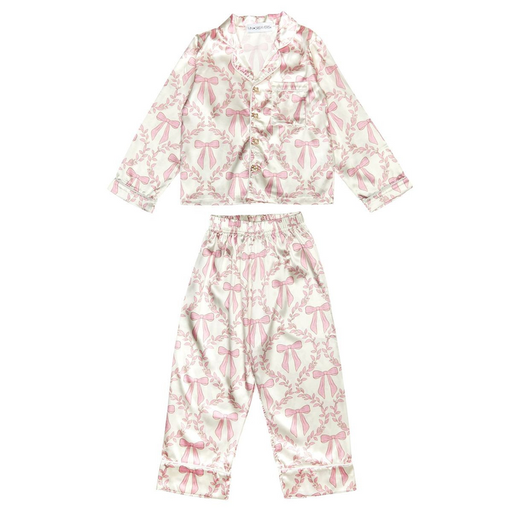 Pink Bows Silky Pajama Set
