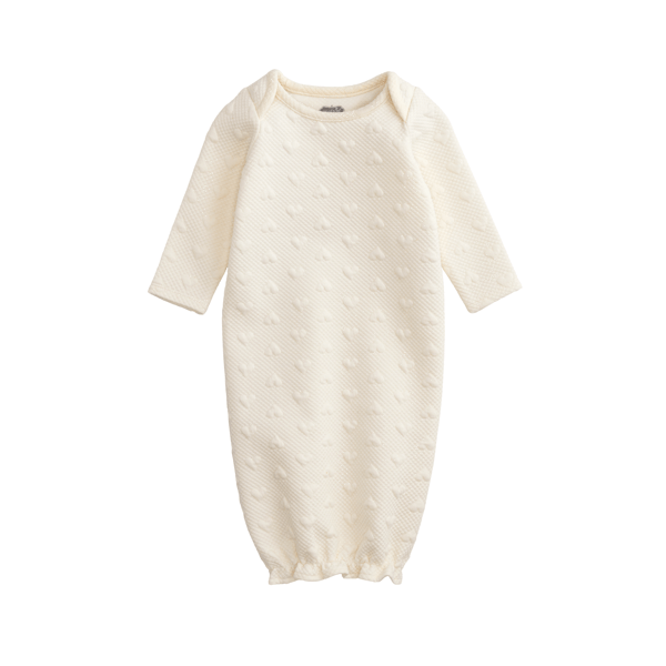 Quilted Heart Gown in Ivory 0/3M