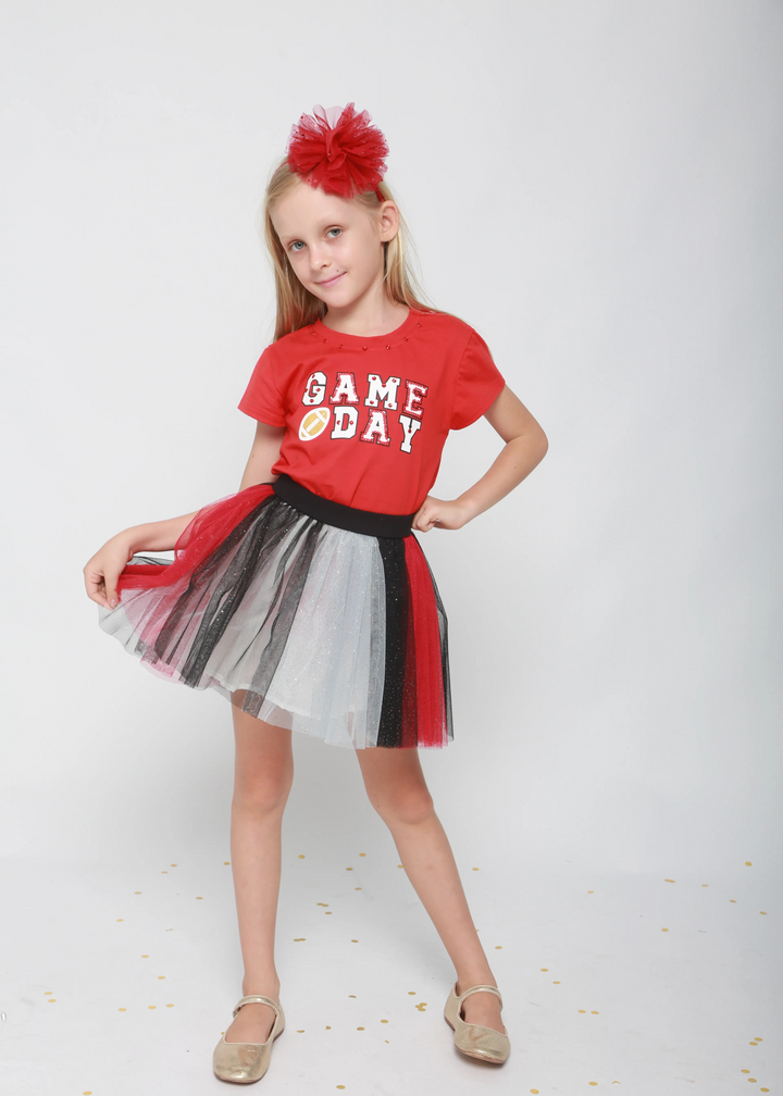 Red Game Day Football Cap Sleeve Tee