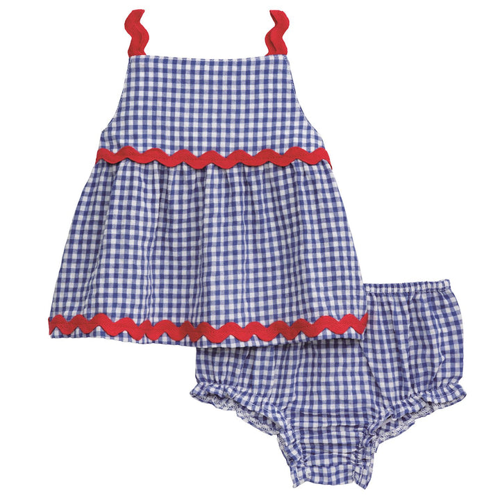 Gingham Ric-Rac Pinafore Set