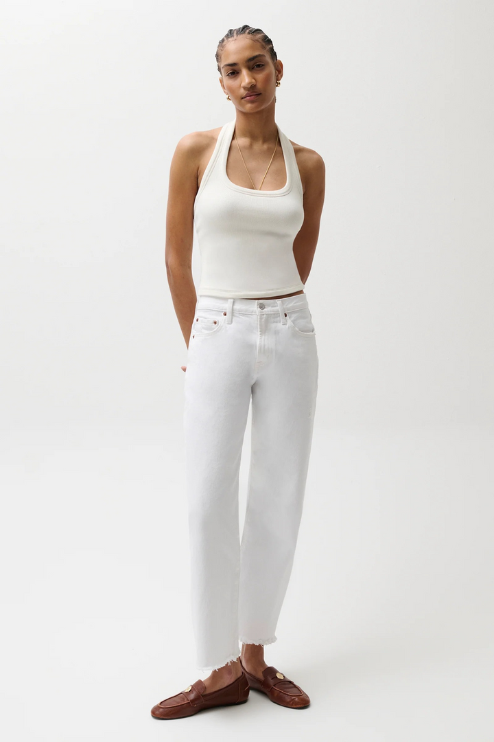 Lexi Mid Rise Bowed Leg White Vintage