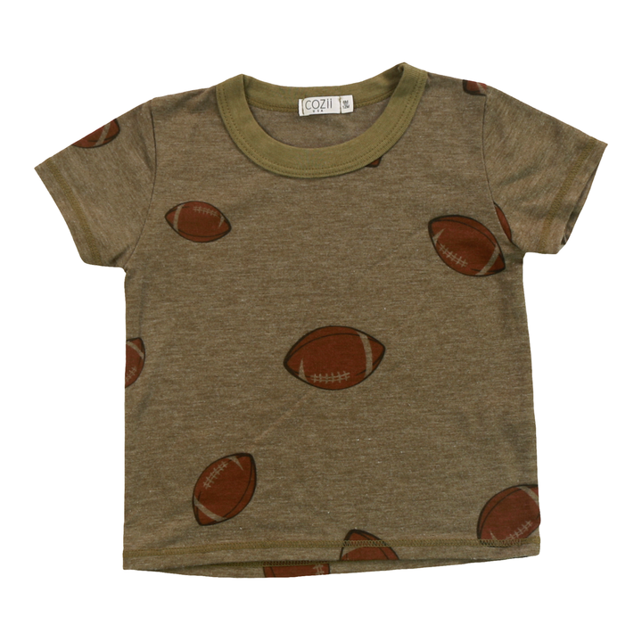 Olive Green All Over Printed Football Tee