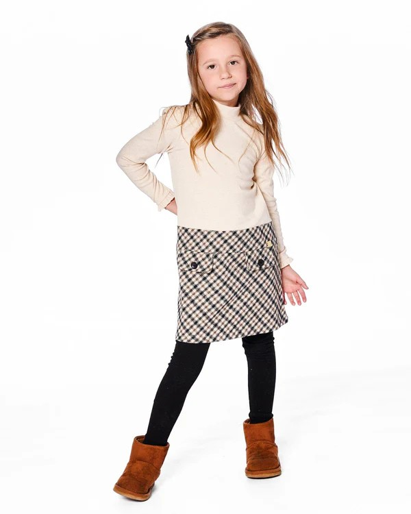 DPD Mock Neck Plaid Dress