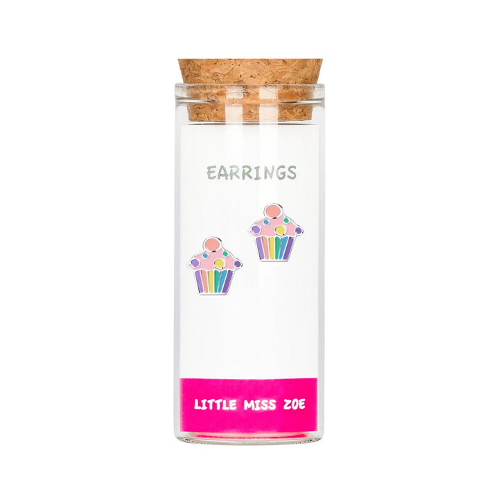 LMZ Cupcake Stud Earrings in Glass Bottle