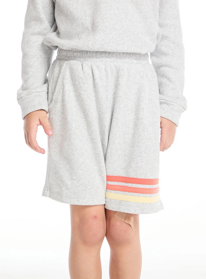 Cozy Stripe Leg Short in Heather Grey