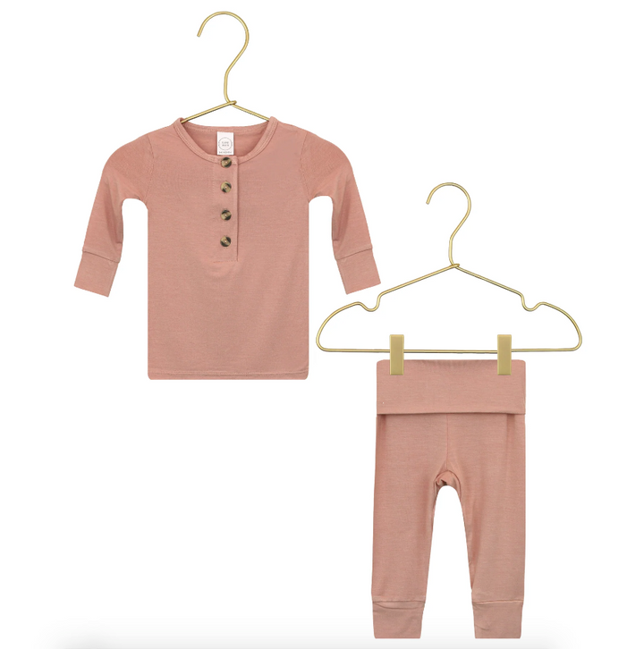 Lou Lou & Company Blakely mauve long-sleeve top and matching baby pants