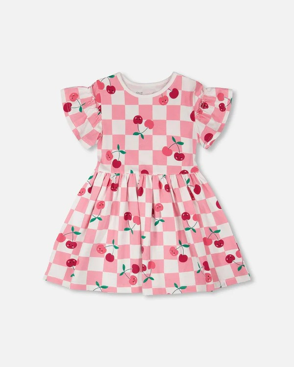 DPD Cherry Checked Pink Dress