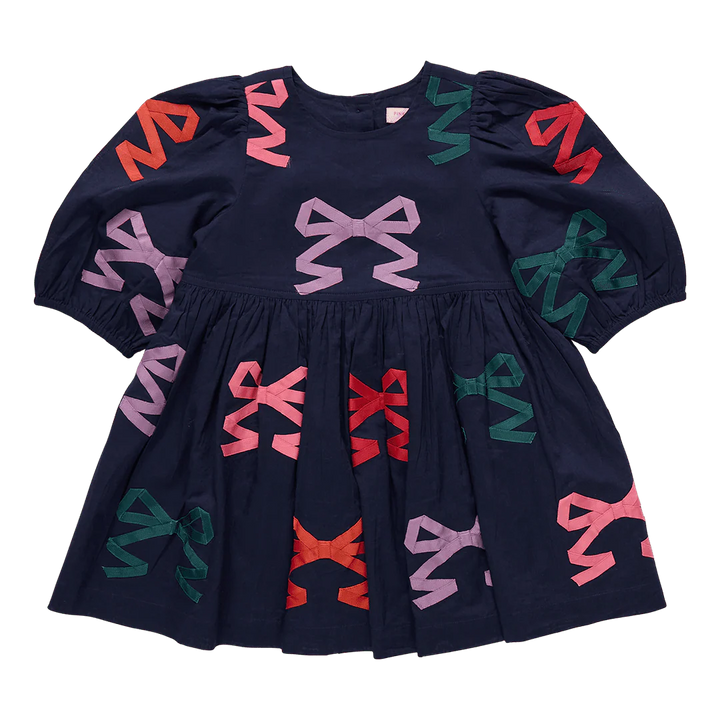 Brooke Multi Bow Dress in Navy