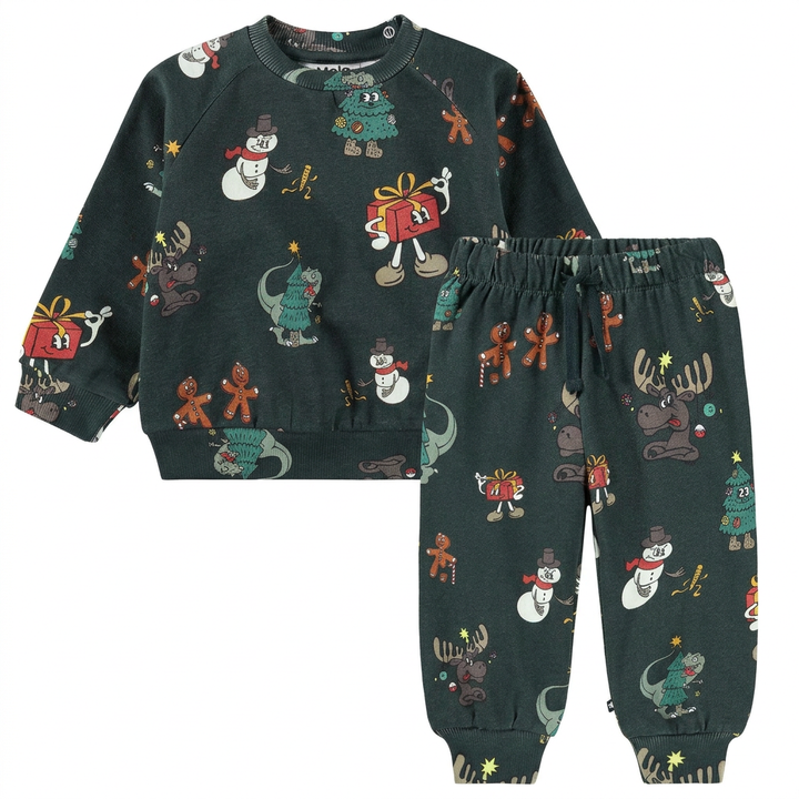 Molo Cartoony Xmas sweatshirt and jogger set