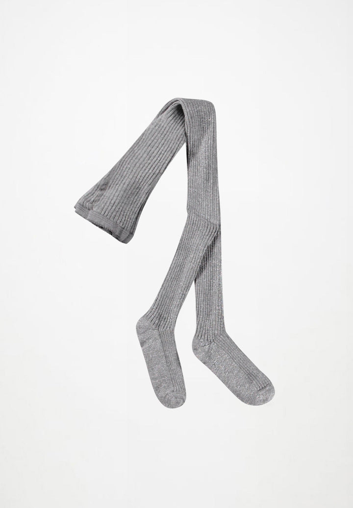 MOLO Glitter Rib Tights in Grey Melange, front view