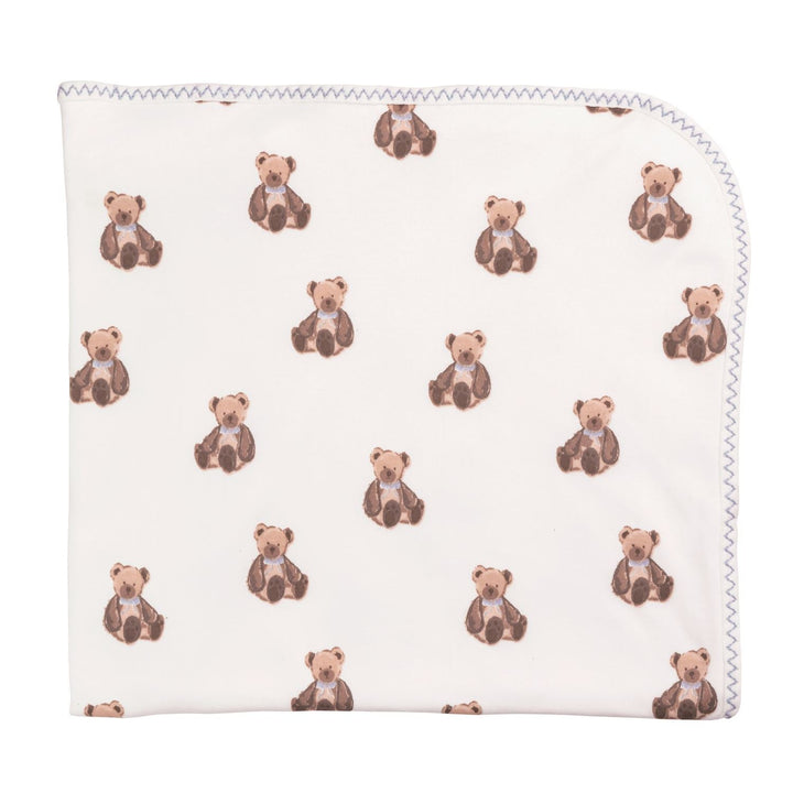 Mud Pie Boy Bear Arrival Blanket with brown bears on a white background