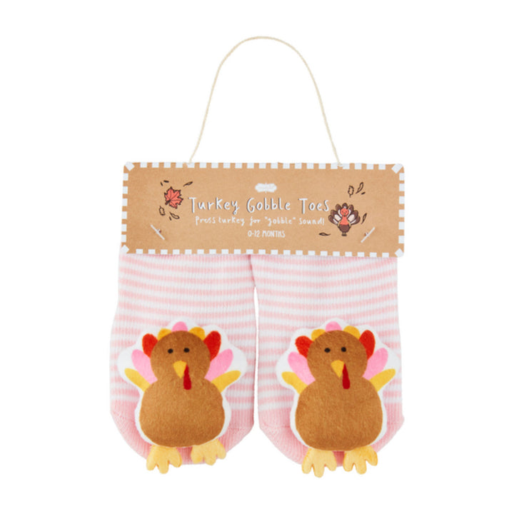 Mud Pie Pink Turkey Gobble Socks for babies 0–12 months