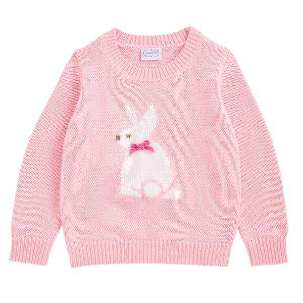 Crewneck Bunny Sweater in Pink