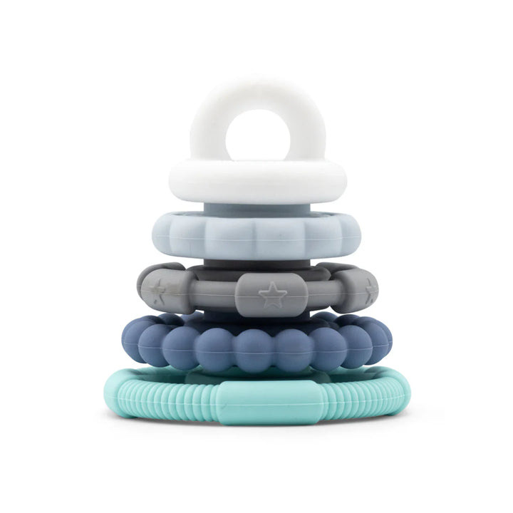 Rainbow Stacker Teether in Ocean Blue & Grey
