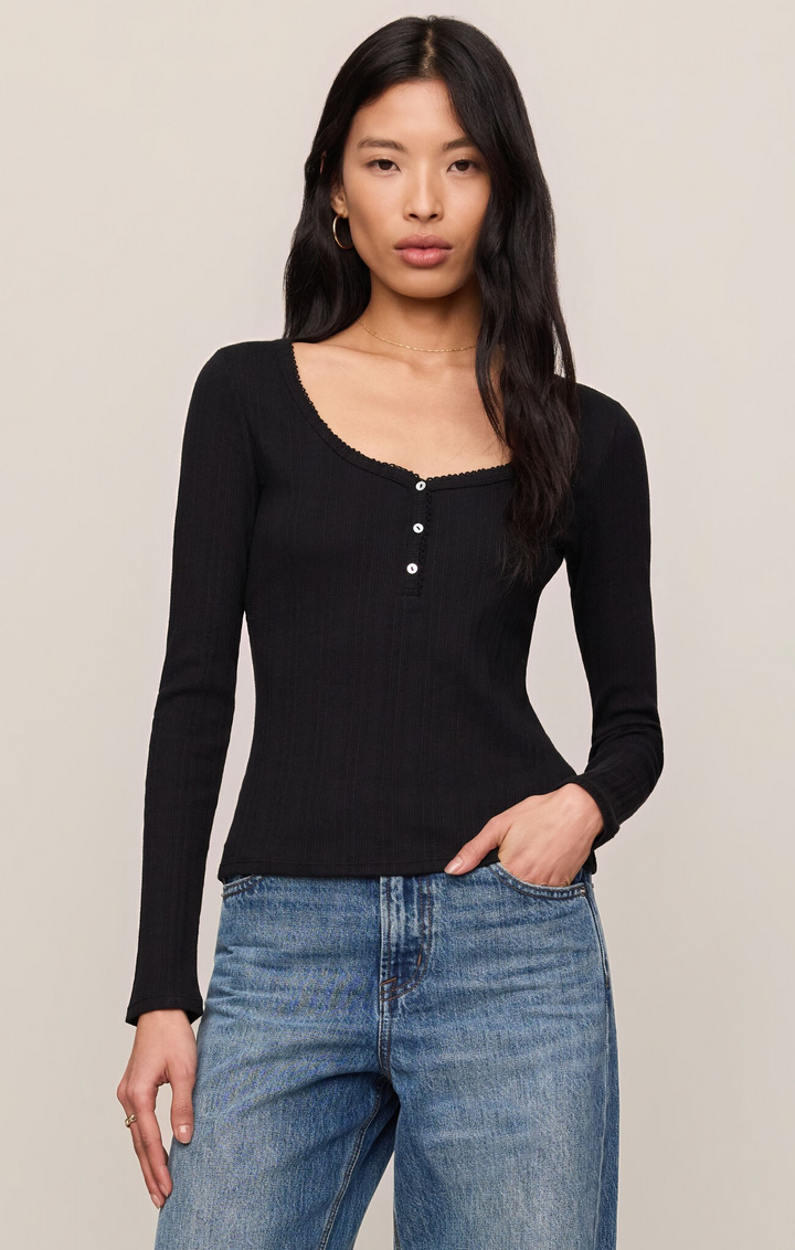 Audri Pointelle Henley Top
