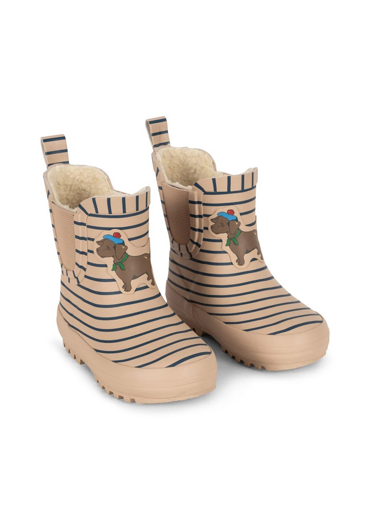 Rio Fleece Rain Boot Stripe Wiener Dog