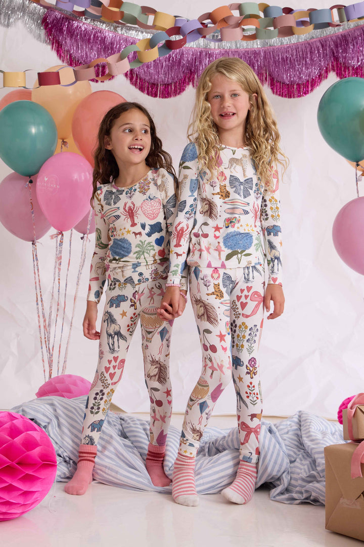 Pink Chicken Kids Bamboo PJ Set - 20 Years of PC White