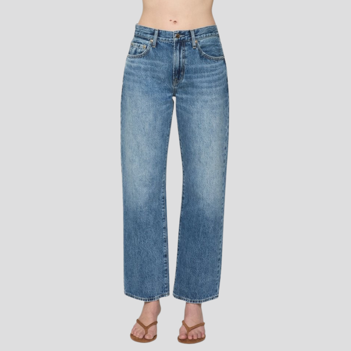 Pistola Denim Lexi Mid Rise Bowed Straight Jeans in Distance