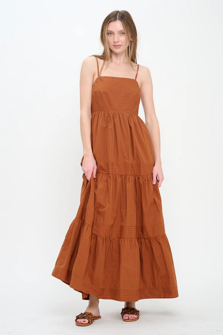 Ridge Maxi Dress in Terracotta Stripe