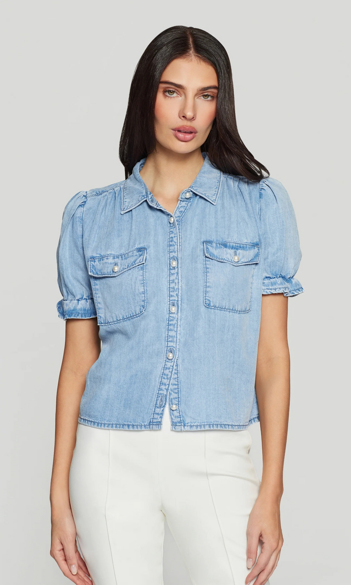 Minella Denim Shirt with Pearls