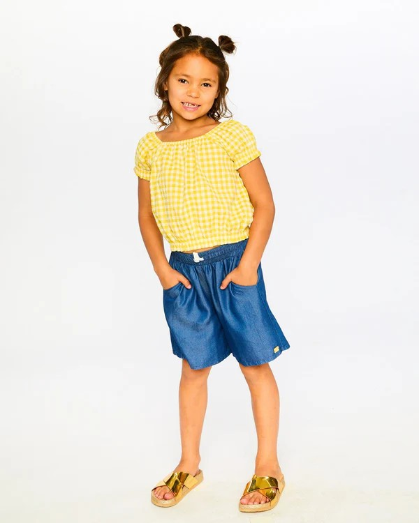 DPD Yellow Gingham Check Top