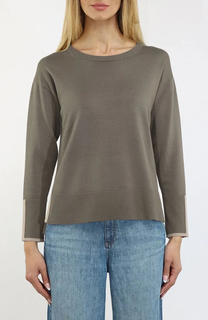 Metric Knit Sweater in Contrast Sea Island & Sandstone