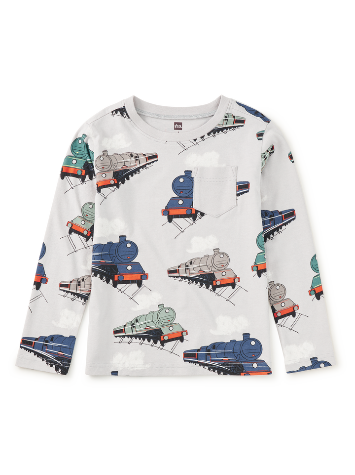 Tea Collection Long Sleeve Printed Pocket Tee - Great Railway Journey
