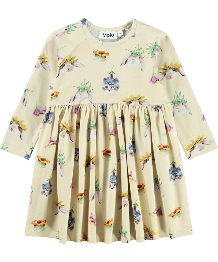 Charmaine Floral Fun Bunny & Kitty Dress