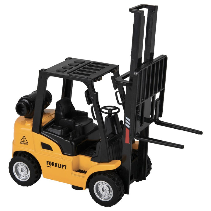 Die-Cast Pull-Back Forklift — front three-quarter view