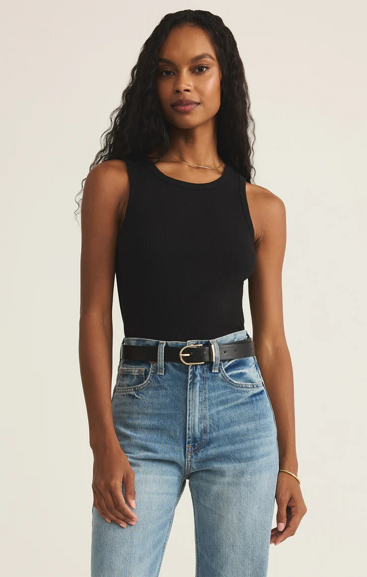 Hadley Ribbed Tank in Black