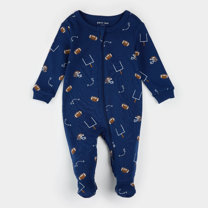 Football Printed Zipper Footie