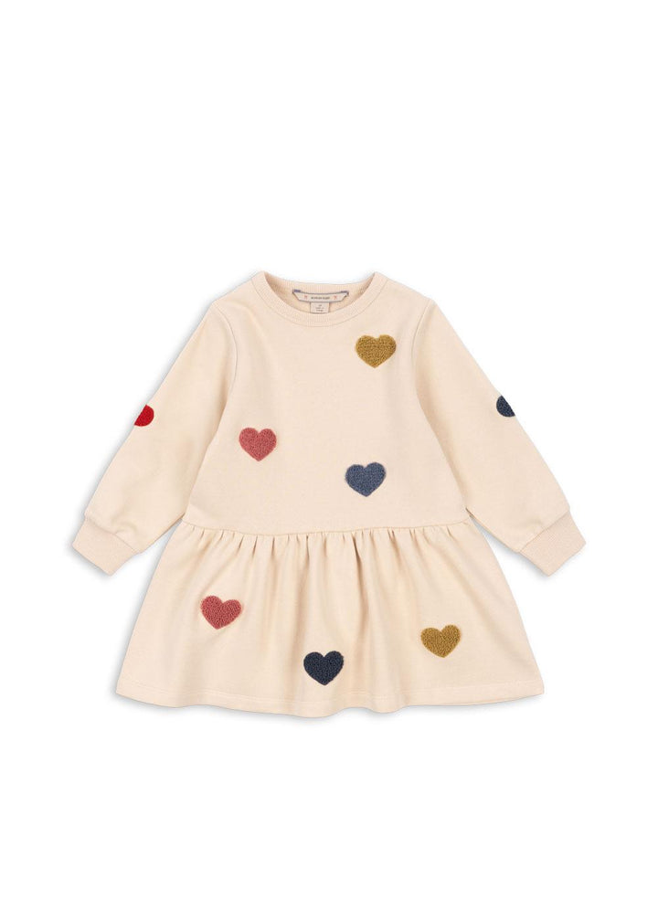 Multi Heart Sweatshirt Dress with Heart Patches